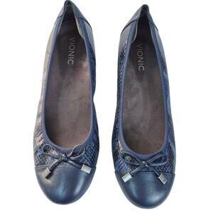 Vionic Spark Minna Snakeskin Ballet Flats Sz 9 Blue Black Snakeskin